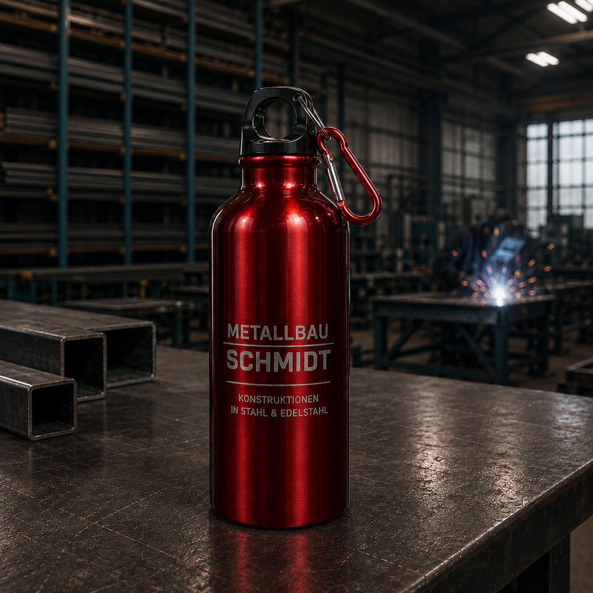 Aluminium-Sportflasche mit Karabiner 500 ml