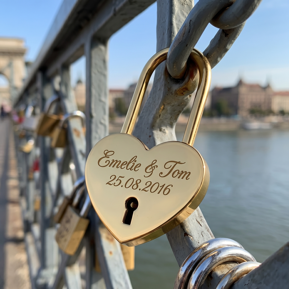 Liebesschloss personalisiert Gravur Vorhängeschloss Rot Weiß Roségold Paare
