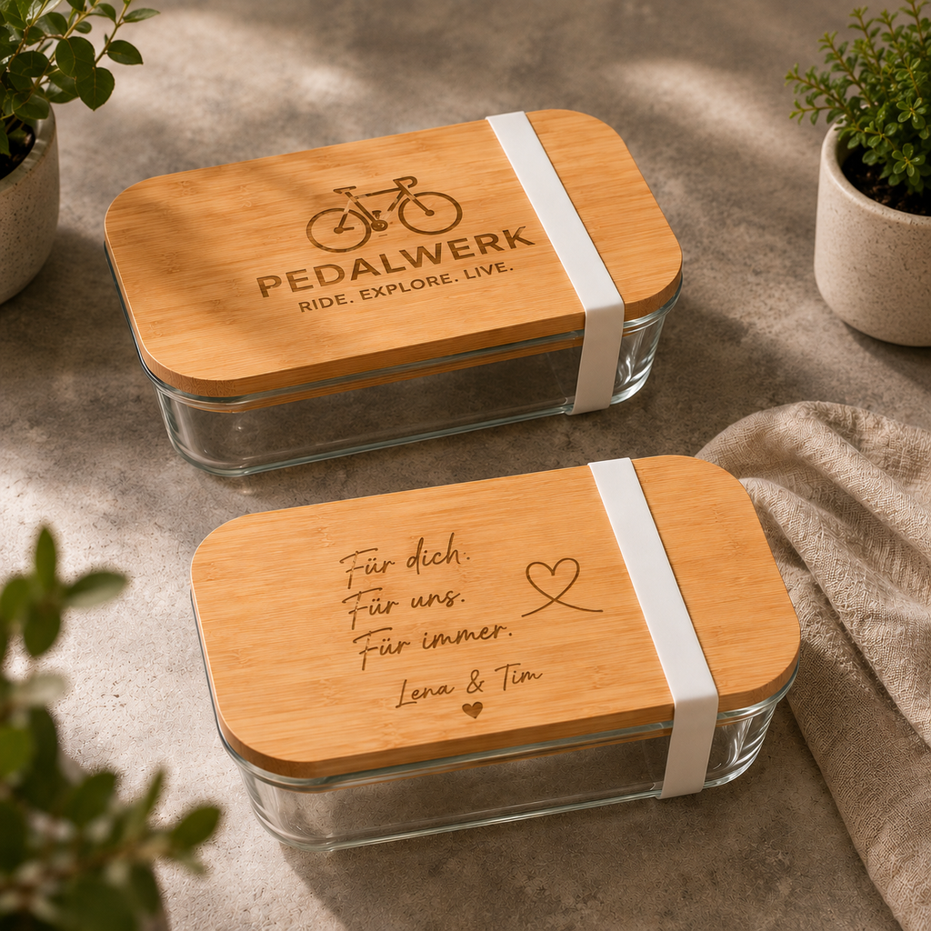 Lunchbox Glas mit Bambusdeckel