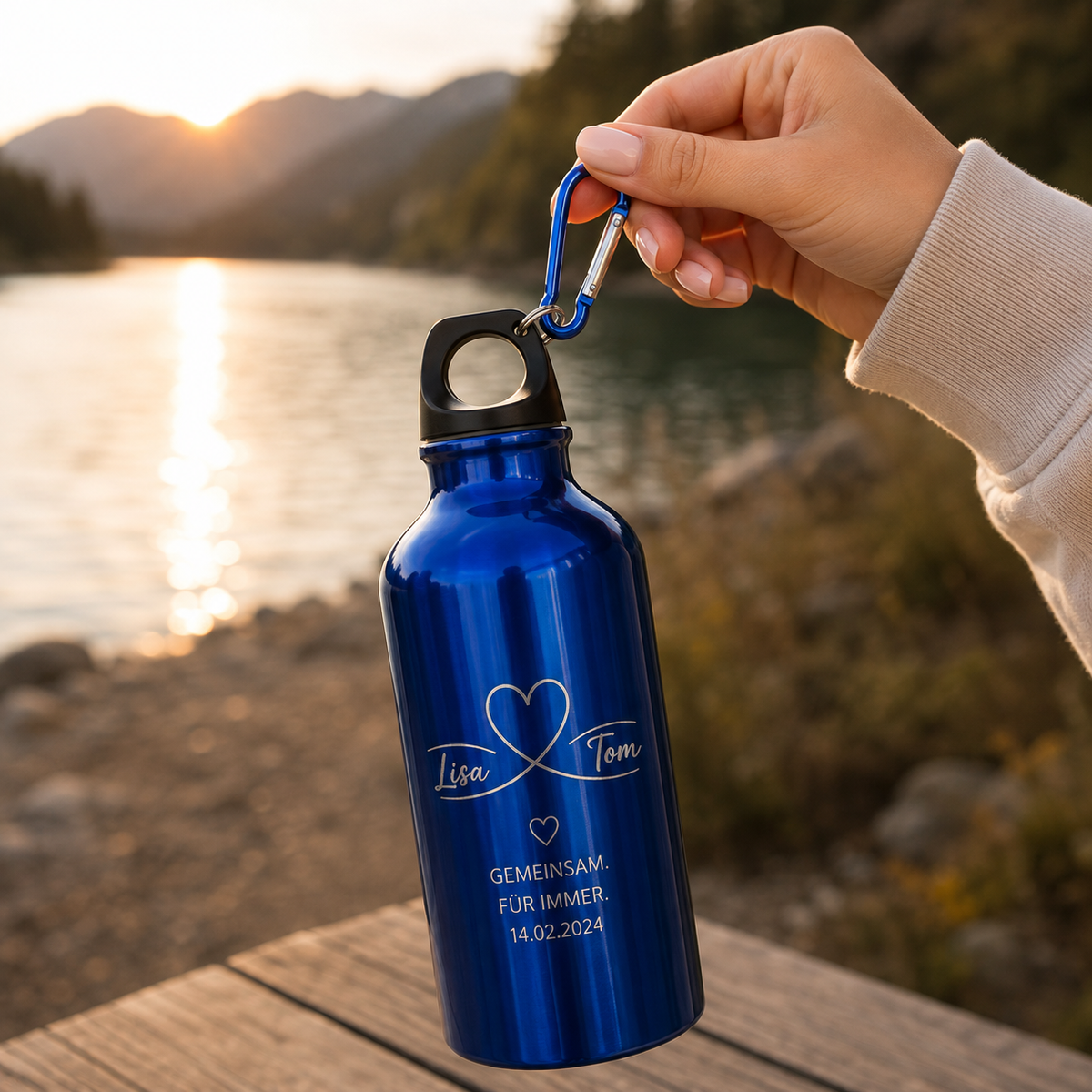 Aluminium-Sportflasche mit Karabiner 500 ml