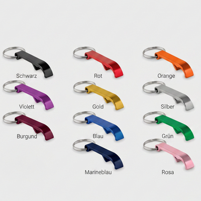 Aluminium Flaschenöffner Werbegeschenk Gastgeschenk nachhaltig recycelt Gravur Logo